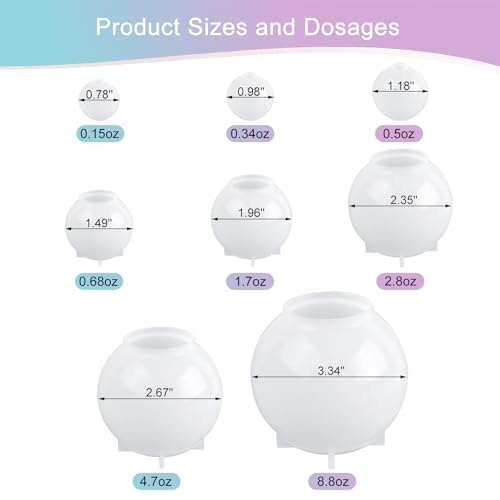KISREL Sphere Resin Molds, 8 PCS Sphere Silicone Mold, Upgraded Epoxy Molds - size: Sphere Resin Molds - 8pcs
