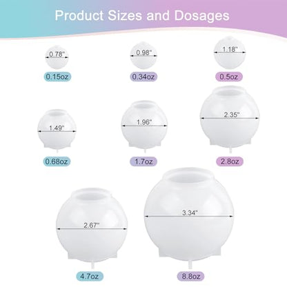 KISREL Sphere Resin Molds, 8 PCS Sphere Silicone Mold, Upgraded Epoxy Molds - size: Sphere Resin Molds - 8pcs
