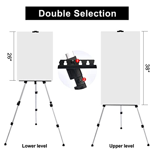 T-SIGN Portable Artist Easel Stand for Painting - Adjustable Height Painting Easel with Bag - Tabletop Art Easel for Painting Canvas Stand, Poster Stand - Metal Tripod- 66 inches (Pack of 2)