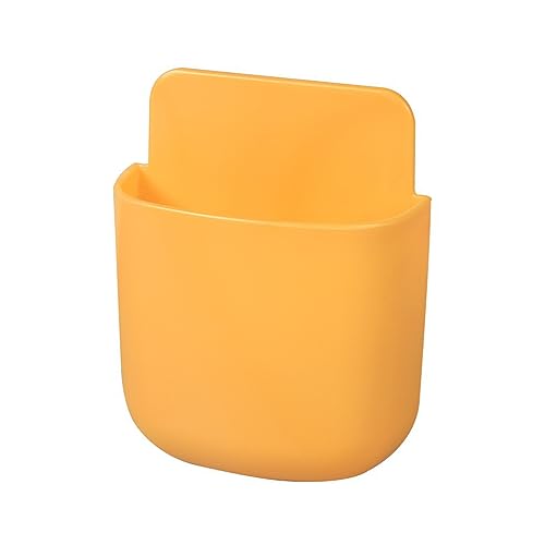 AKOAK Wall-mounted Remote Control Holder, Self-adhesive Wall-mounted Storage Case - Cell Phone, Pen, Makeup Brush, Glasses, Storage Case Next to Desk, Pack of 1 (Yellow) - color: yellow