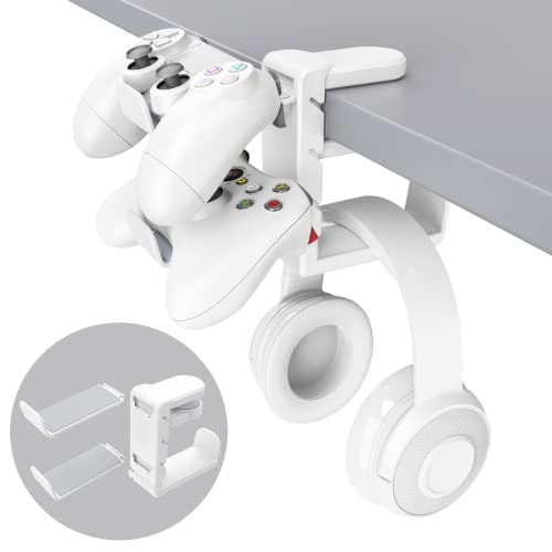 EURPMASK 3-in-1 Rotating Headphone Stand w/2 Detachable Controller Holders - color: White Pro 1 Pack