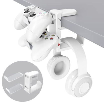 EURPMASK 3-in-1 Rotating Headphone Stand w/2 Detachable Controller Holders - color: White Pro 1 Pack