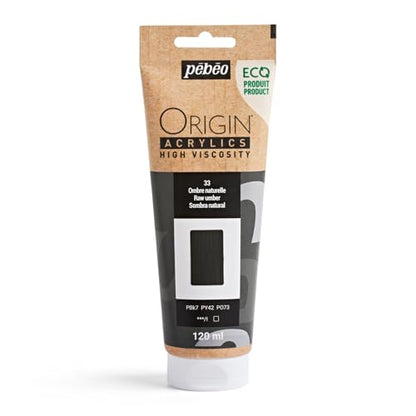 PEBEO Origin Acrylics 120ml Matte Acrylic Paint, Raw Umber - color: Raw Umber