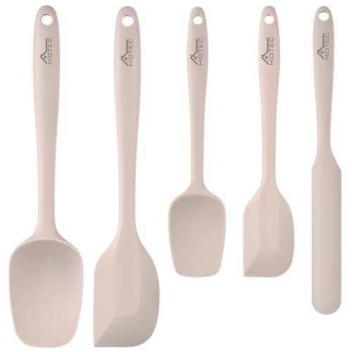 HOTEC Silicone Rubber Spatula Set, Khaki, Set of 5 - color: Khaki