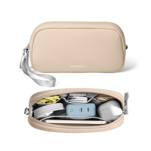 tomtoc Electronics Organizer Travel Case, Cable Organizer for Essentials - color: Natural Sand, size: Small