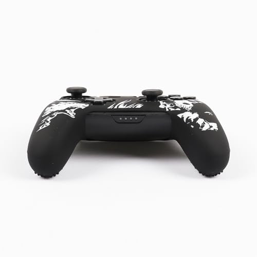 Wolf Controller Skin Cover for NS Switch Pro Controller, RALAN 1 Controller Skin+4 Customised Thumb Grips Caps Accessories - color: Wolf Black White