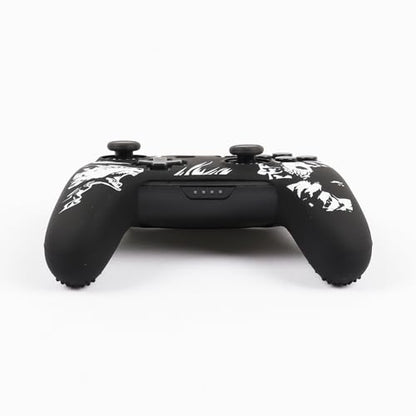 Wolf Controller Skin Cover for NS Switch Pro Controller, RALAN 1 Controller Skin+4 Customised Thumb Grips Caps Accessories - color: Wolf Black White