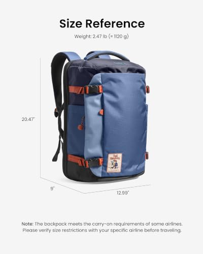 tomtoc Travel Backpack 40L, TSA Carry On Bag Flight Approved, PFAS Free - color: Coastal Blue-ripstop, size: 40L