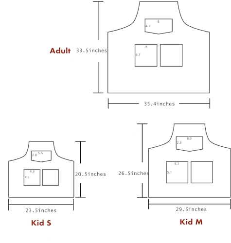 Cute Denim Matching Apron for Kids and Adults, Cook Art Paint Garden - color: Blue, size: kid M(age 8-12)