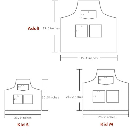 Cute Denim Matching Apron for Kids and Adults, Cook Art Paint Garden - color: Blue, size: kid M(age 8-12)