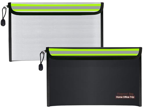 2PCS 11.03"x6.7" Fireproof Document Bag with Zipper Home Office Travel Fireproof Safe Storage for A4 Document File Cash Valuables Jewelry Passport Currency Tablet Power Bank Lipo Battery - size: 28*17cm
