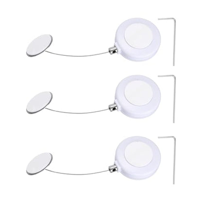 PATIKIL Retractable Remote Control Cable Tether (3ft / 0.9M, White)(3 Set) Round Remote Control Security Lanyard Lock Adjustable Locking Leash with Round Iron Cap, Suit for - TVs/Tablets - color: White