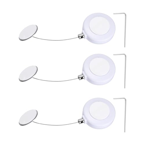 PATIKIL Retractable Remote Control Cable Tether (3ft / 0.9M, White)(3 Set) Round Remote Control Security Lanyard Lock Adjustable Locking Leash with Round Iron Cap, Suit for - TVs/Tablets - color: White
