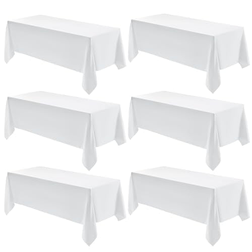 VidaFete Everyday Series Rectangle Tablecloth 60" x 102" 6 Pack White - color: White, size: 102" x 60" (6 Pack)