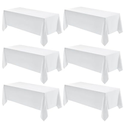 VidaFete Everyday Series Rectangle Tablecloth 60" x 102" 6 Pack White - color: White, size: 102" x 60" (6 Pack)