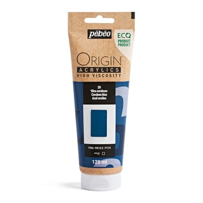 PEBEO Origin Acrylics 120ml Matte Acrylic Paint, Cerulean Blue - color: Cerulean Blue