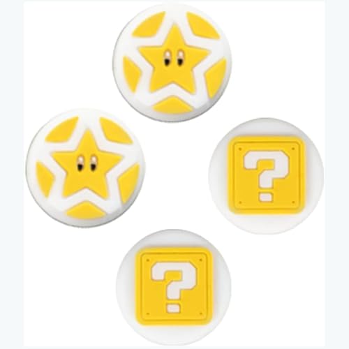 PERFECTSIGHT Cute Switch Thumb Grip Caps Compatible with Nintendo OLED/Lite Console, Kawaii Soft Skin Silicone 3D Analog Stick Button Cover for NS Joycon Controller, 4PCS Joystick Cap (Question Block) - color: The Question Block
