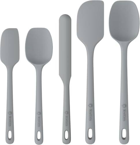 ChefAide 5 Pieces Silicone Spatulas Set, Heat Resistant Rubber Spatula - color: Gray, size: 5 pieces