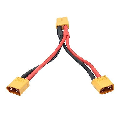 XT60 Parallel Y-Splitter 14AWG 1F-2M 10cm for Drone 2-Pack - style: XT60 1 Female to 2 Male Cable