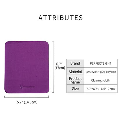 PERFECTSIGHT Microfiber Cleaning Cloth | Eyeglass Lens Cleaner [6 Pack, 5.7x6.7 Inch] Glasses, Phone, Camera, Computer Screen Cleaning | Safe for All Coated Lenses (Purple) - color: Purple, size: 6 Pack