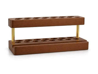Pen Holder for Desk, Pencil Organizer, Fountain Pen Display Stand - color: Double-row - Walnut