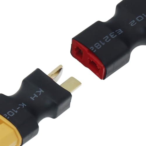 2 Pair XT60 Plug Male to Deans T Plug Female Connector & XT60 Plug Female to Deans T Plug Male Connector Conversion Adapter, XT60 to T Plug Adapter & T Plug to XT60 Converter(Black)