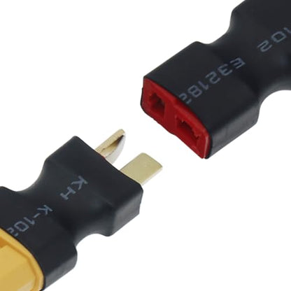 2 Pair XT60 Plug Male to Deans T Plug Female Connector & XT60 Plug Female to Deans T Plug Male Connector Conversion Adapter, XT60 to T Plug Adapter & T Plug to XT60 Converter(Black)