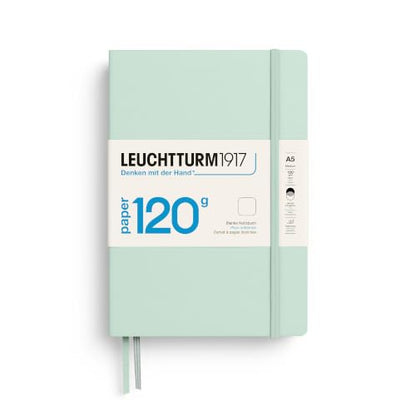 LEUCHTTURM1917-120G Special Edition - Medium A5 Plain Hardcover Notebook (Mint) - 203 Numbered Pages with 120gsm Paper - color: Mint, style: Minimalist