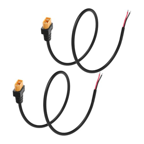 18AWG XT60 Connector to 2-Core Bare Wire,X T60 to Pre-Tinned Bare Wire Cable,xt60 Male Adapter Cable for Remote-Controlled Drones,Lithium-ion Batteries,DIY Power Connections-0.98ft - color: XT60 Male