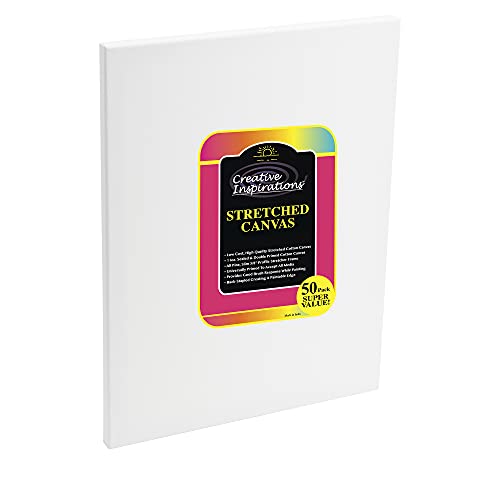 Creative Inspirations Stretched Canvas Packs - Multipack Low Cost Stretched Canvas for Artists, Painting, Professionals, & More! - [50 Pack - 3x3] - size: 3x3