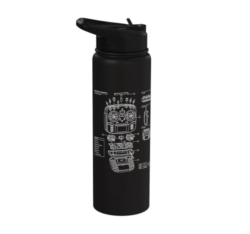 RC Transmitter Blueprint FPV Drone RC Car Radio Controller Stainless Steel Insulated Water Bottle - color: Black