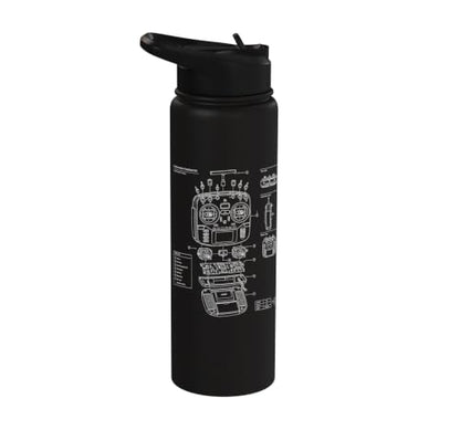 RC Transmitter Blueprint FPV Drone RC Car Radio Controller Stainless Steel Insulated Water Bottle - color: Black