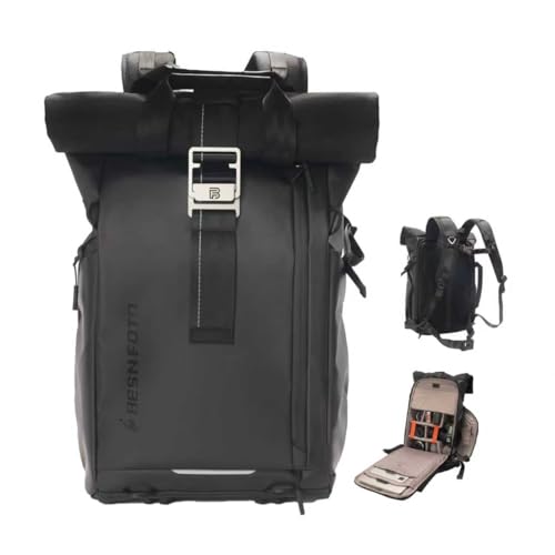Besnfoto Waterproof Camera Backpack Rolltop Laptop Bag for DSLR Mirrorless - color: Black Ii