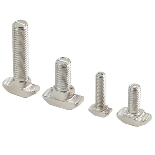 M5 x 25mm Metric Thread T Slot,Drop-in Stud Sliding T-Bolt,Hammer Head Bolt,T Screw Stud for 2020 Series Standard 6mm T-Slot Aluminum Extrusion Profile,Carbon Steel Nickel Plated (20-Series,20 Pcs) - size: 20-M5x25mm（20 Pcs）
