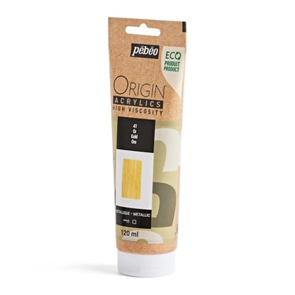 PEBEO Origin Acrylics 120ml Acrylic Paint, Gold - color: Gold