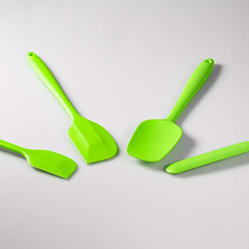 4-Piece Silicone Spatula Set with Stainless Steel Core, Green - color: Green