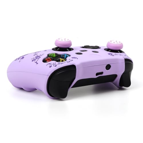 Cat Among Blossoming Branches Skin Compatible with Xbox Series X Wireless Controller, RALAN Protector Case， Customised Thumb Grips Cap - color: Cat Purple
