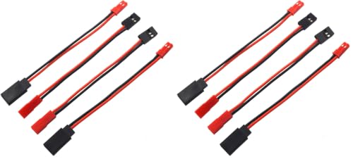2Pairs Vgoohobby 10CM JST Plug to JR Connector Male Female Cable Servo Adapter Wire for RC Plane Helicopter Car (Pack of 2) - size: 10Cm/3.93" (Pack of 2)