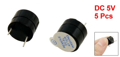 uxcell a12081600ux0477 12 mm Diameter 5 Piece DC 5V 2 Terminals Electronic Continuous Sound Buzzer