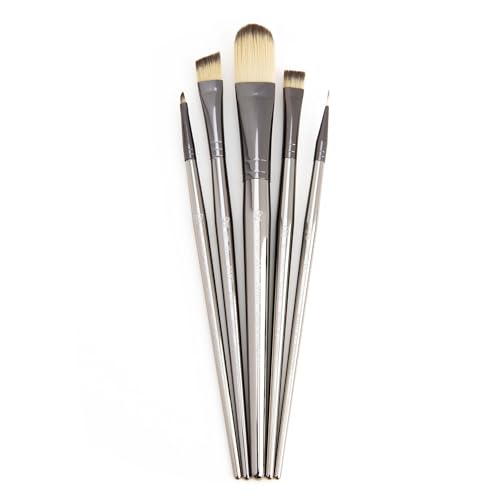 Royal & Langnickel Zen 5pc Standard Handle Brush Set, Includes - Wash, Oval Wash, Angular, Liner & Chisel Blender Brushes
