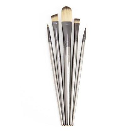 Royal & Langnickel Zen 5pc Standard Handle Brush Set, Includes - Wash, Oval Wash, Angular, Liner & Chisel Blender Brushes