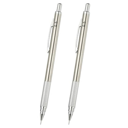 PATIKIL 2Pcs Mechanical Pencil 0.9mm, Lead Pencils Mechanical Holder,Silver - color: Silver