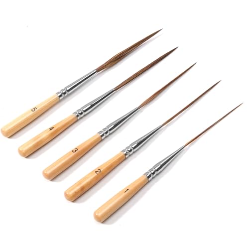 5-Piece Ox Ear Hair Long Liner Brush Set - Brown - color: Brown