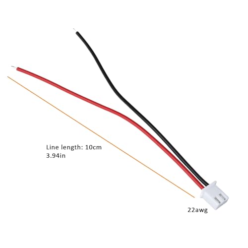 ECSiNG 10pcs XH2.54 2Pin Battery Balance Charging Cable 22AWG 10cm for RC Models
