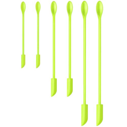 Silicone Spatula Set 6Pcs, Mini Jar Scraper for Makeup & Food - color: Green
