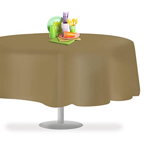 Grandipity Plastic Table Cloth Disposable 12 Pack 84" Round Gold - color: Gold, size: 84in. Round