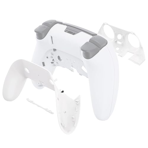 eXtremeRate Top Bottom Decorative Trim Shell Compatible with ps5 Edge Controller DIY Replacement Front Back Clip Shell, Custom White Plates Cover Compatible with ps5 Edge Controller - color: White