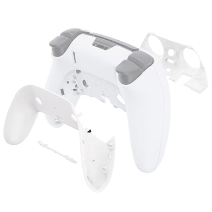 eXtremeRate Top Bottom Decorative Trim Shell Compatible with ps5 Edge Controller DIY Replacement Front Back Clip Shell, Custom White Plates Cover Compatible with ps5 Edge Controller - color: White