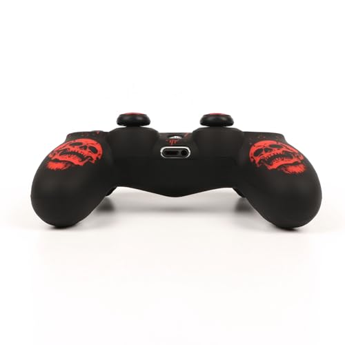 RALAN Skull HeadDesign Controller Skin Cover with 2 Thumb Grips Compatible with PS4/Playstation 4 Slim/Pro Controller - color: Skull Black Red