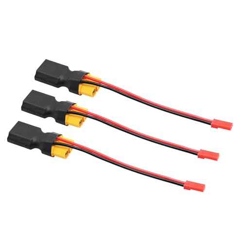 XT60 Connector Adapter with JST Plug 3", 20AWG Cable, Gold-Plated Plug - style: XT60 Male to Female Connector with JST (Male) - 3Pcs